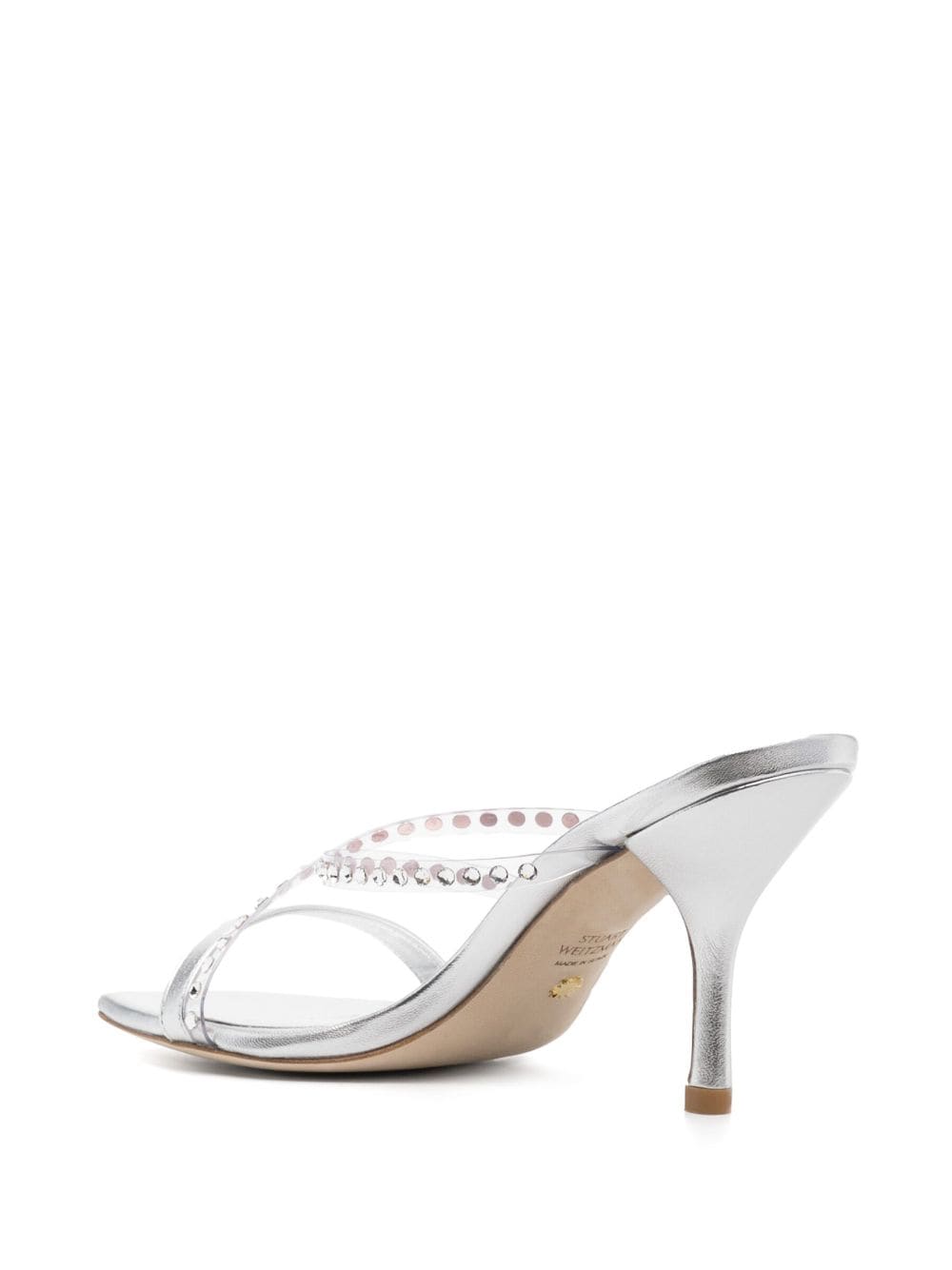 Shop Stuart Weitzman Strapeze 85mm Crystal-embellished Sandals In Silver