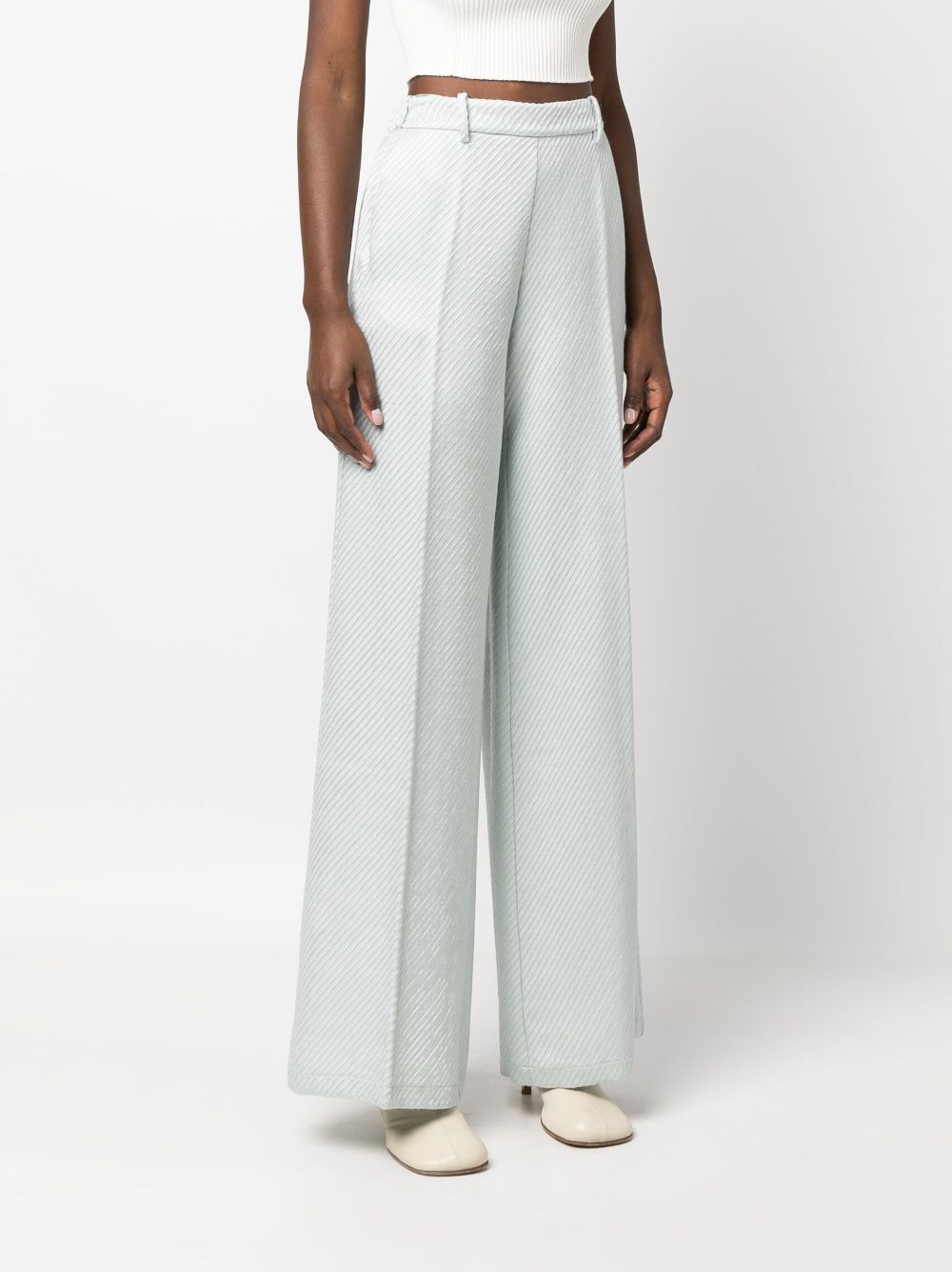 Forte Forte Striped Jacquard Wide Leg Trousers Blue Farfetch 9412