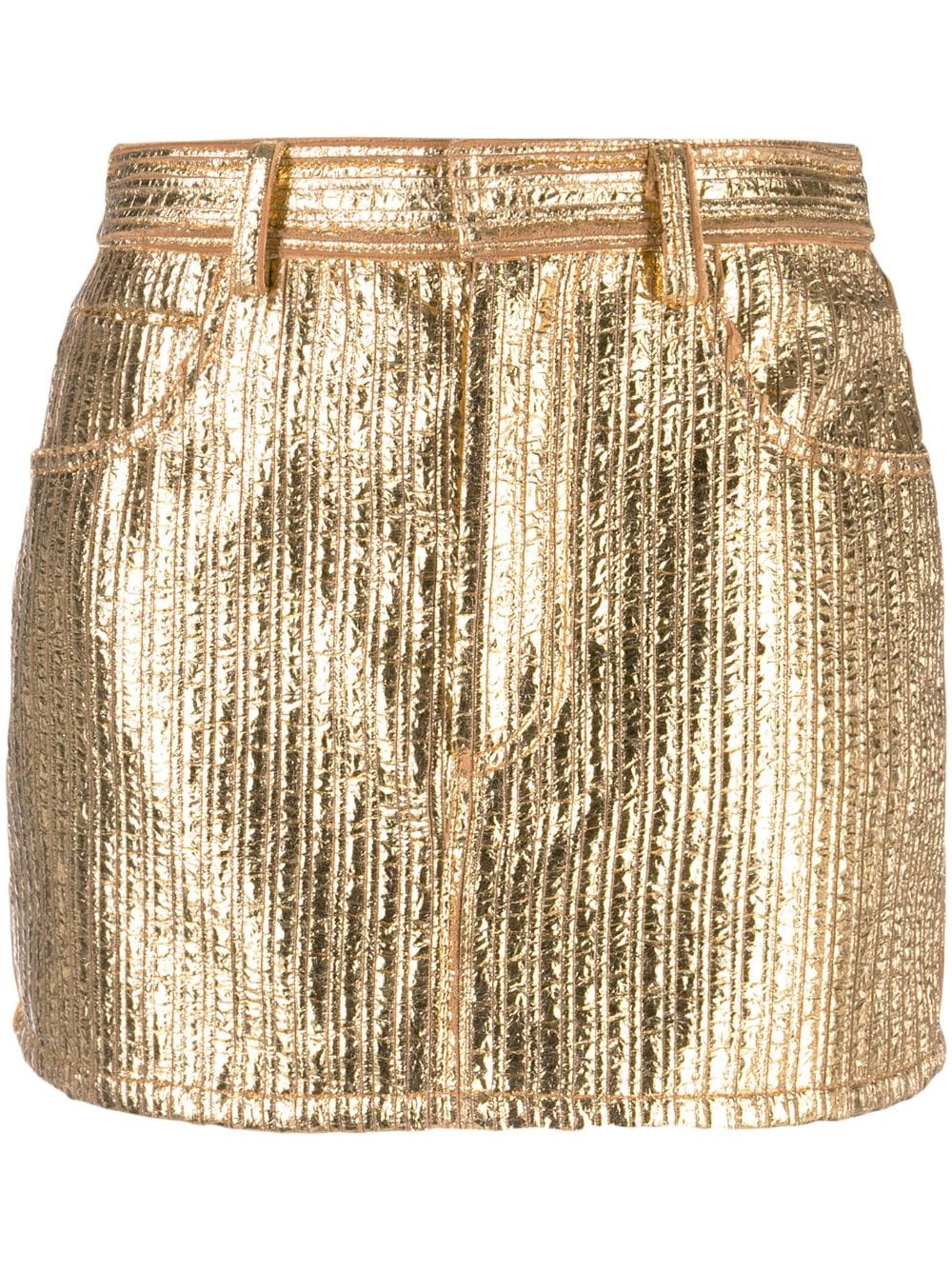 Forte Forte Lamé-effect Quilted Miniskirt In Gold