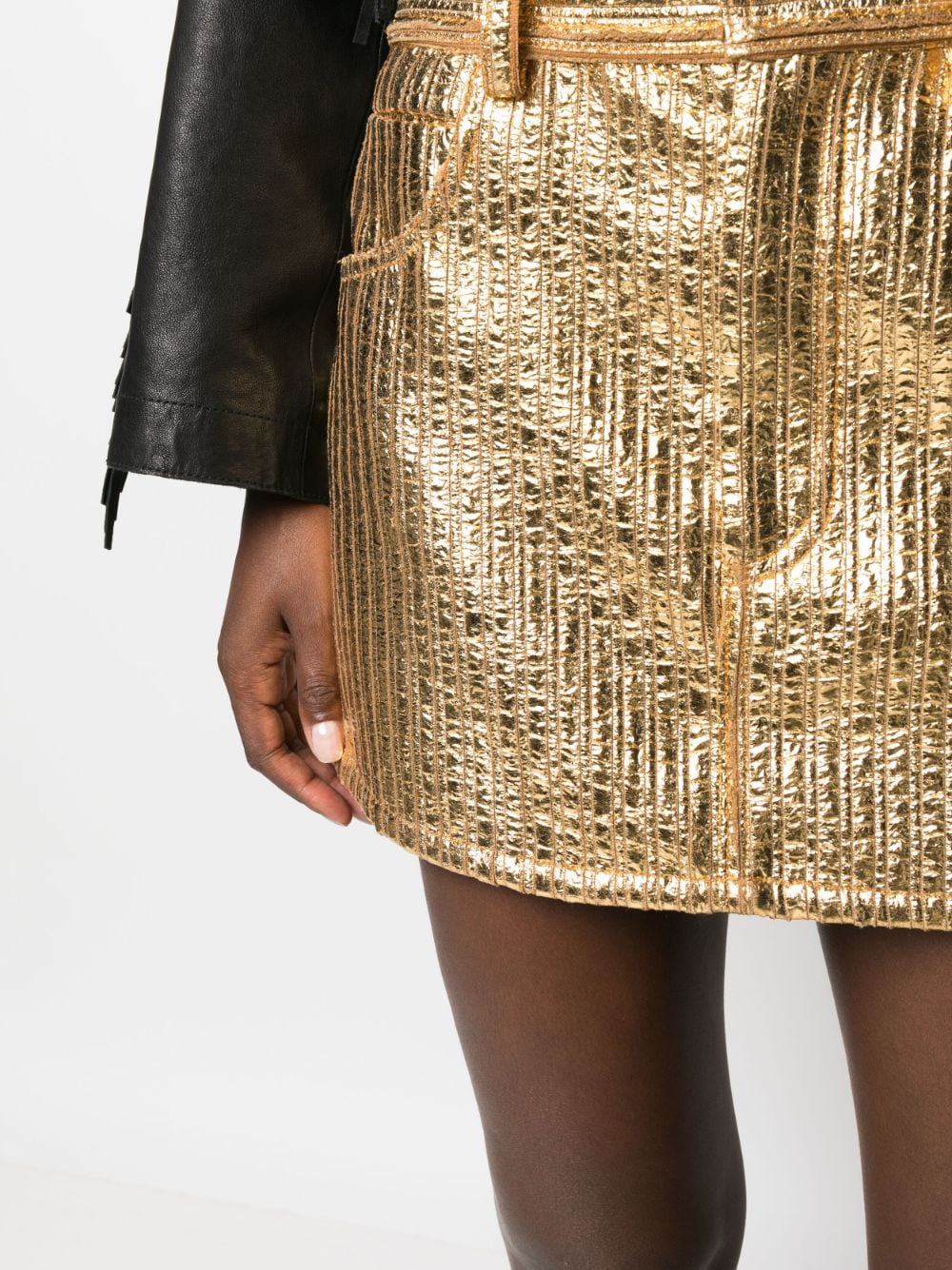 Shop Forte Forte Lamé-effect Quilted Miniskirt In Gold