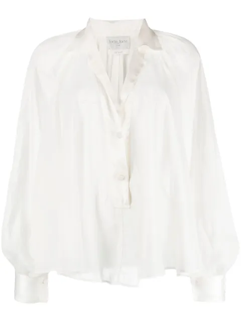 Forte Forte V-neck cotton-blend blouse