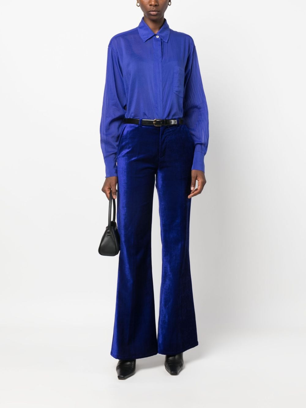 Shop Forte Forte Semi-sheer Button-up Shirt In Blue