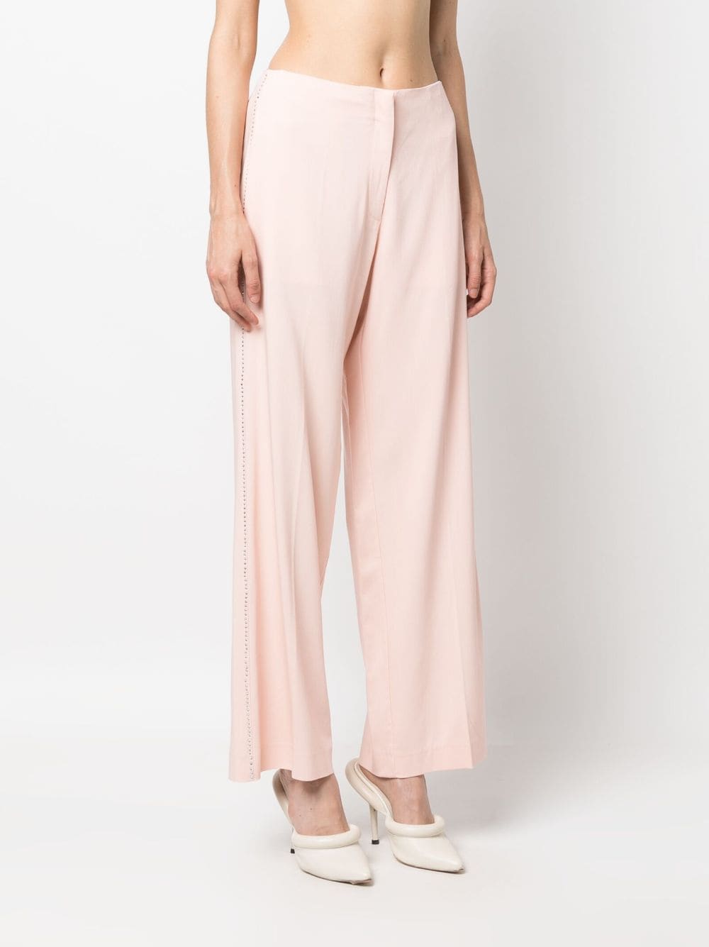 Shop Forte Forte Rhinestone-embellished Straight-leg Trousers In Pink