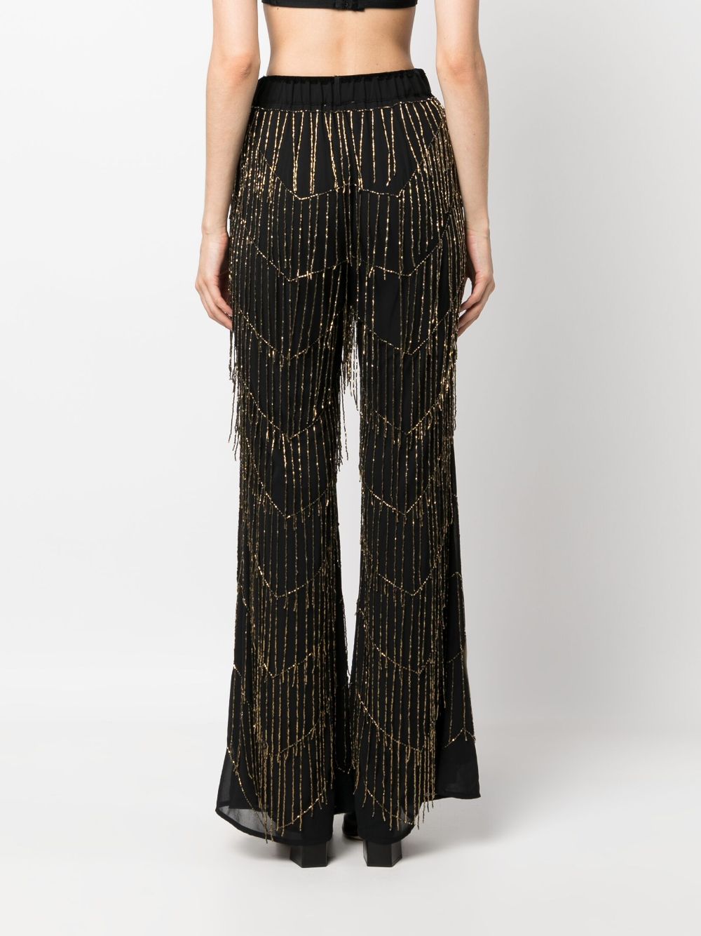Shop Forte Forte Bead-embellished High-waisted Trousers In Black