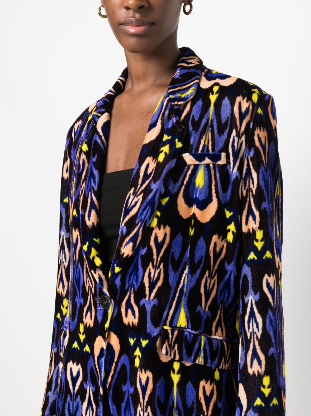 Shop Forte Forte Graphic-print Single-breasted Blazer In Blue