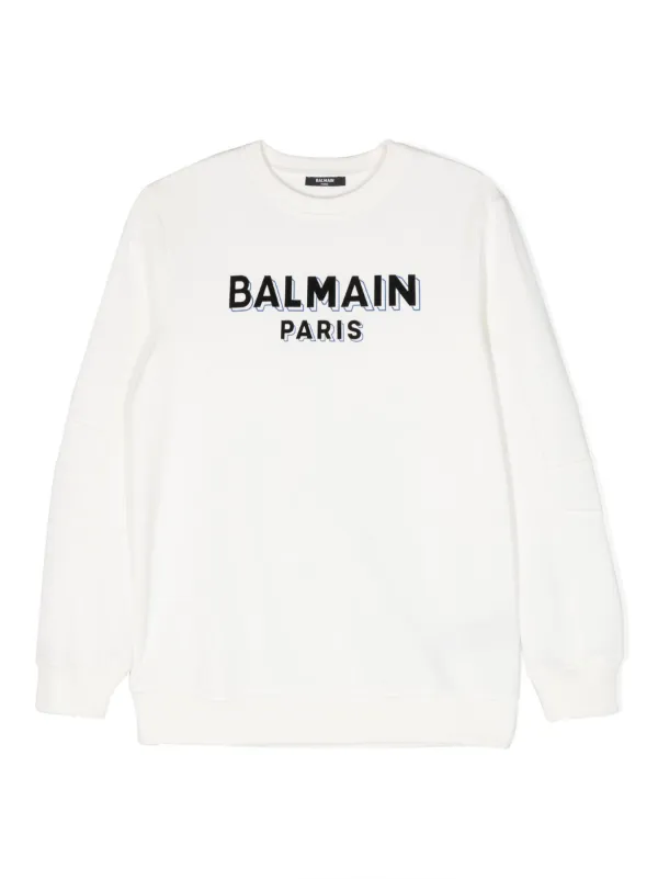 Balmain Kids logo-print Cotton Sweatshirt White FARFETCH VN