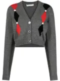 Alessandra Rich intarsia-knit floral-detail cardigan - Grey