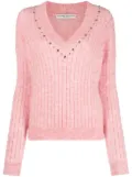 Alessandra Rich stud-embellished ribbed jumper - Pink
