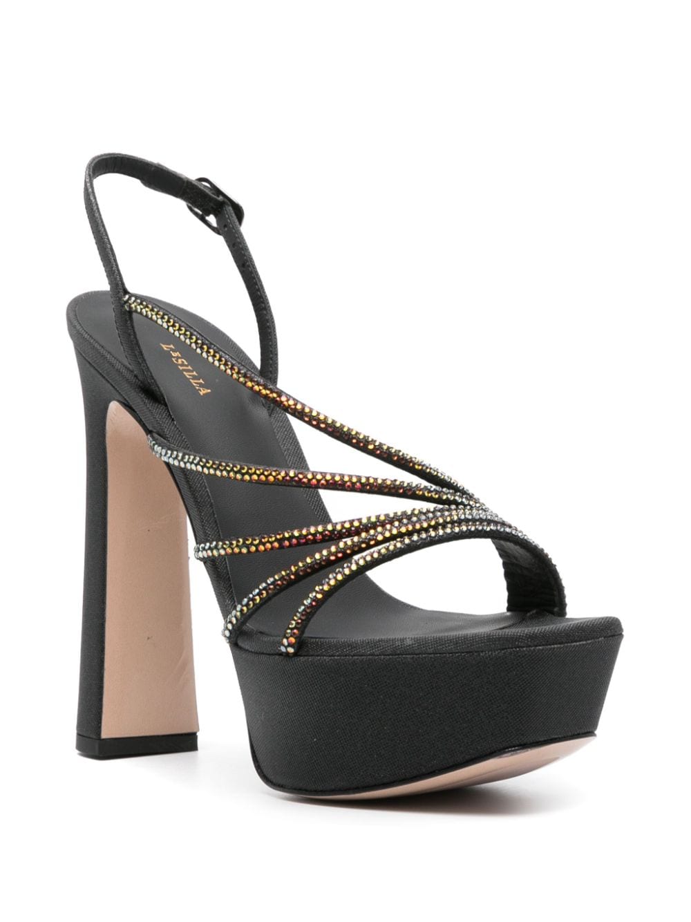 Shop Le Silla Scarlet 140mm Rhinestone-embellished Sandals In Black