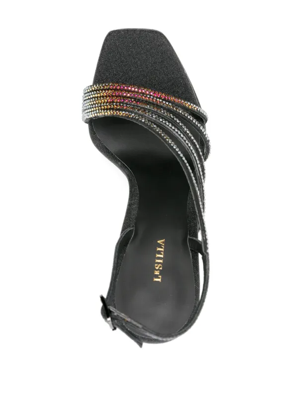 Le Silla Scarlet 140mm ラインストーン サンダル | ブラック