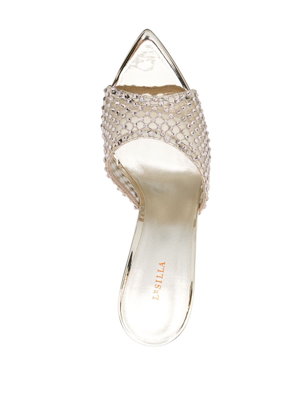 Shop Le Silla Gilda 110mm Crystal Sandals In Gold