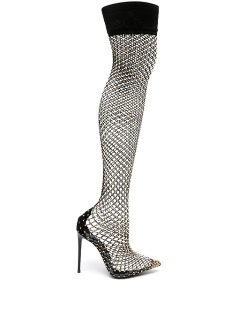 Le Silla Gilda 120mm rhinestone fishnet boots Women