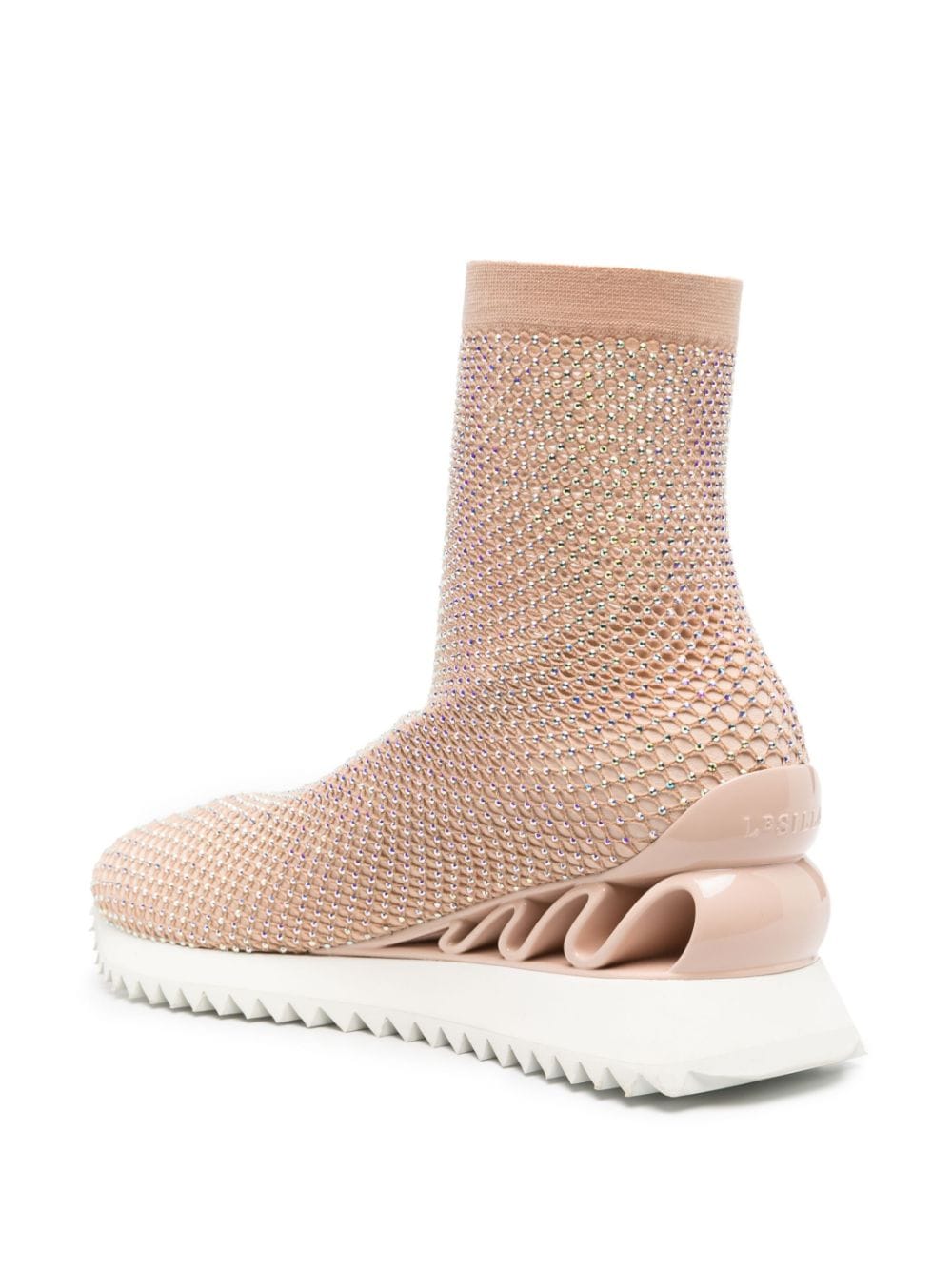 Shop Le Silla Gilda Crystal-embellished High-top Sneakers In Neutrals