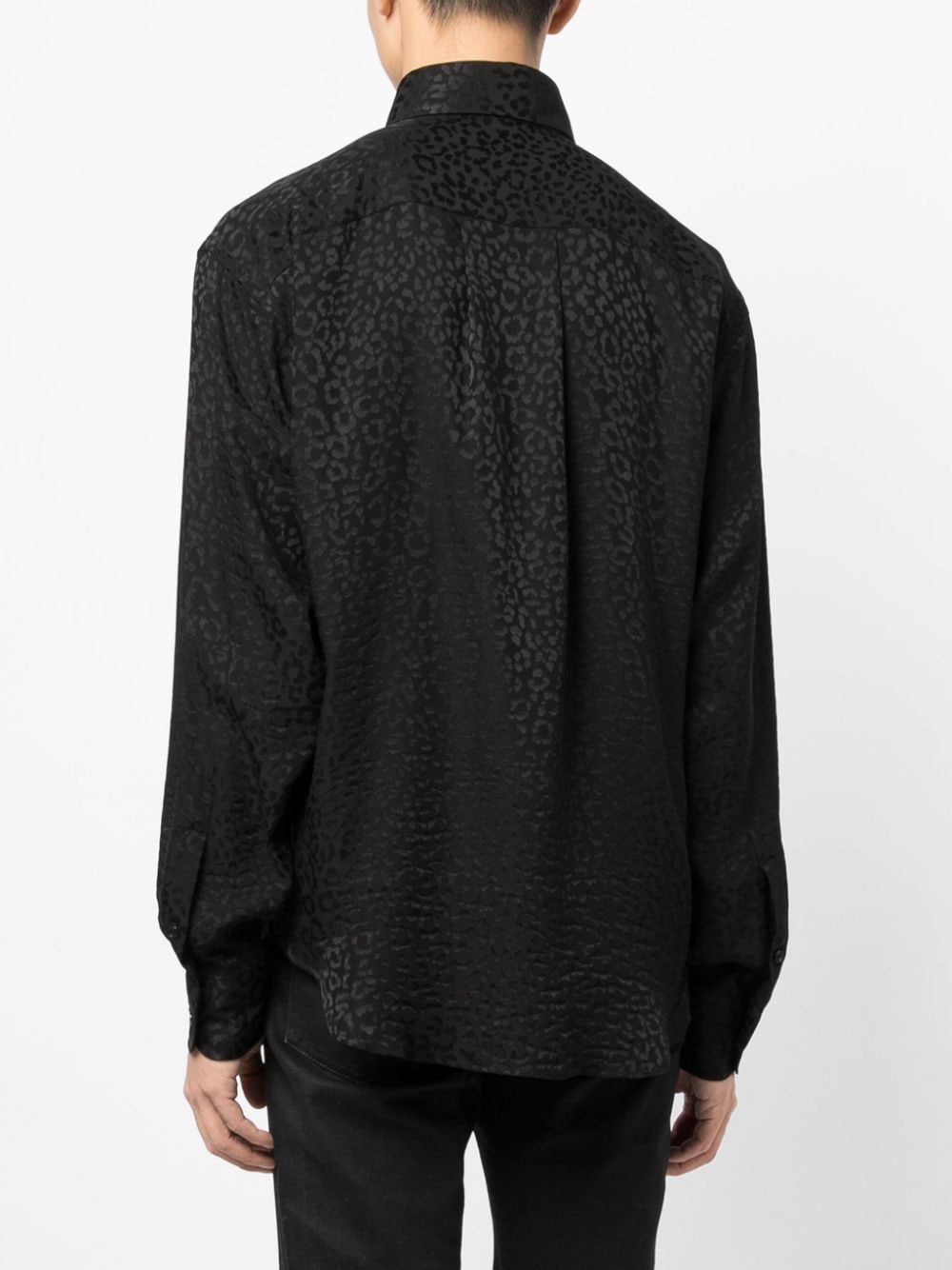 Shop Tom Ford Leopard-jacquard Silk Shirt In Schwarz