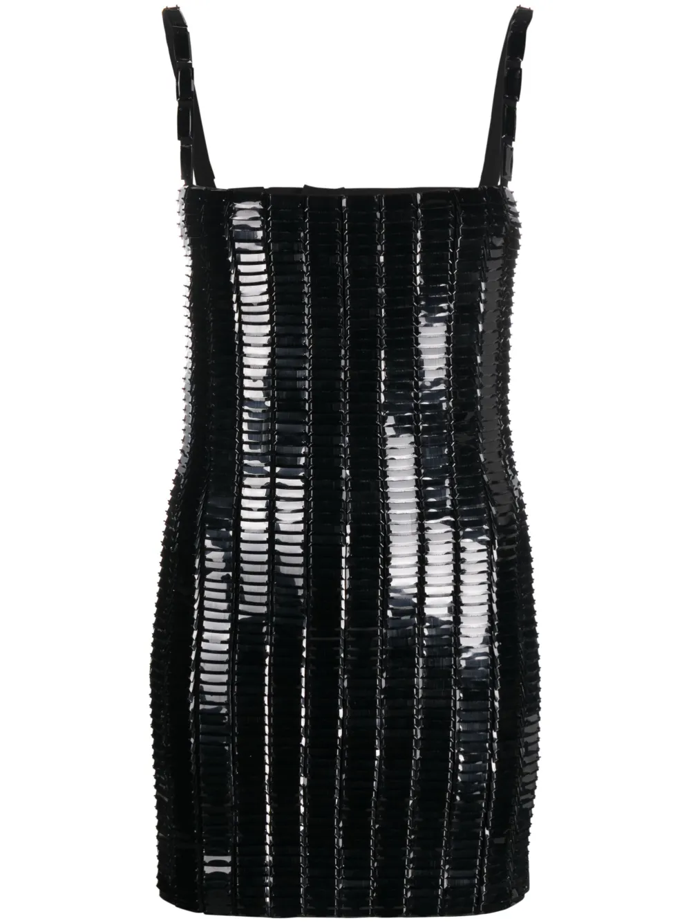 Attico Rue Open-back Embellished Jersey Mini Dress In Black
