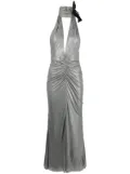 Alessandra Rich halterneck open-back evening dress - Silver