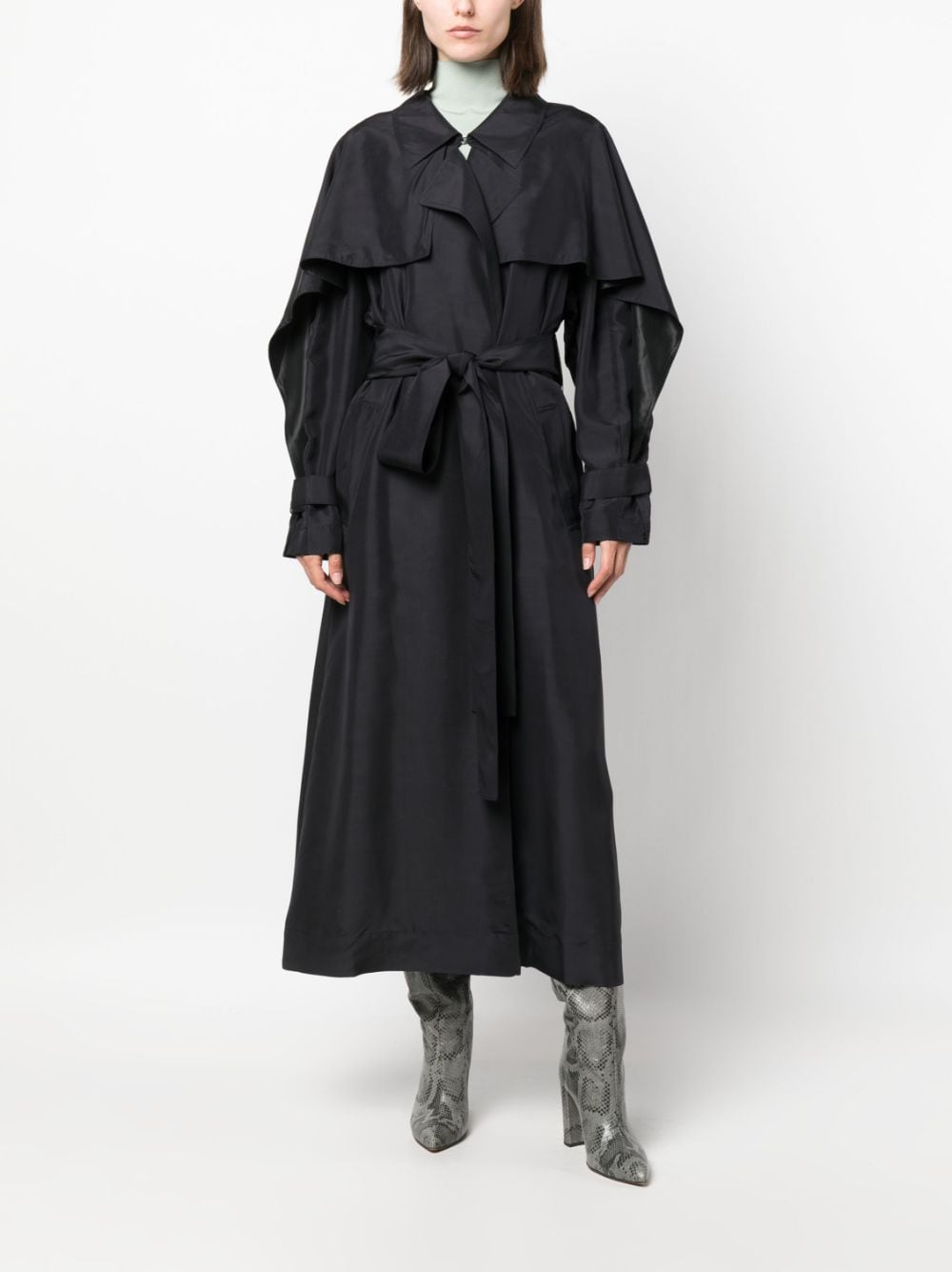 Victoria Beckham draped silk trench coat - Zwart