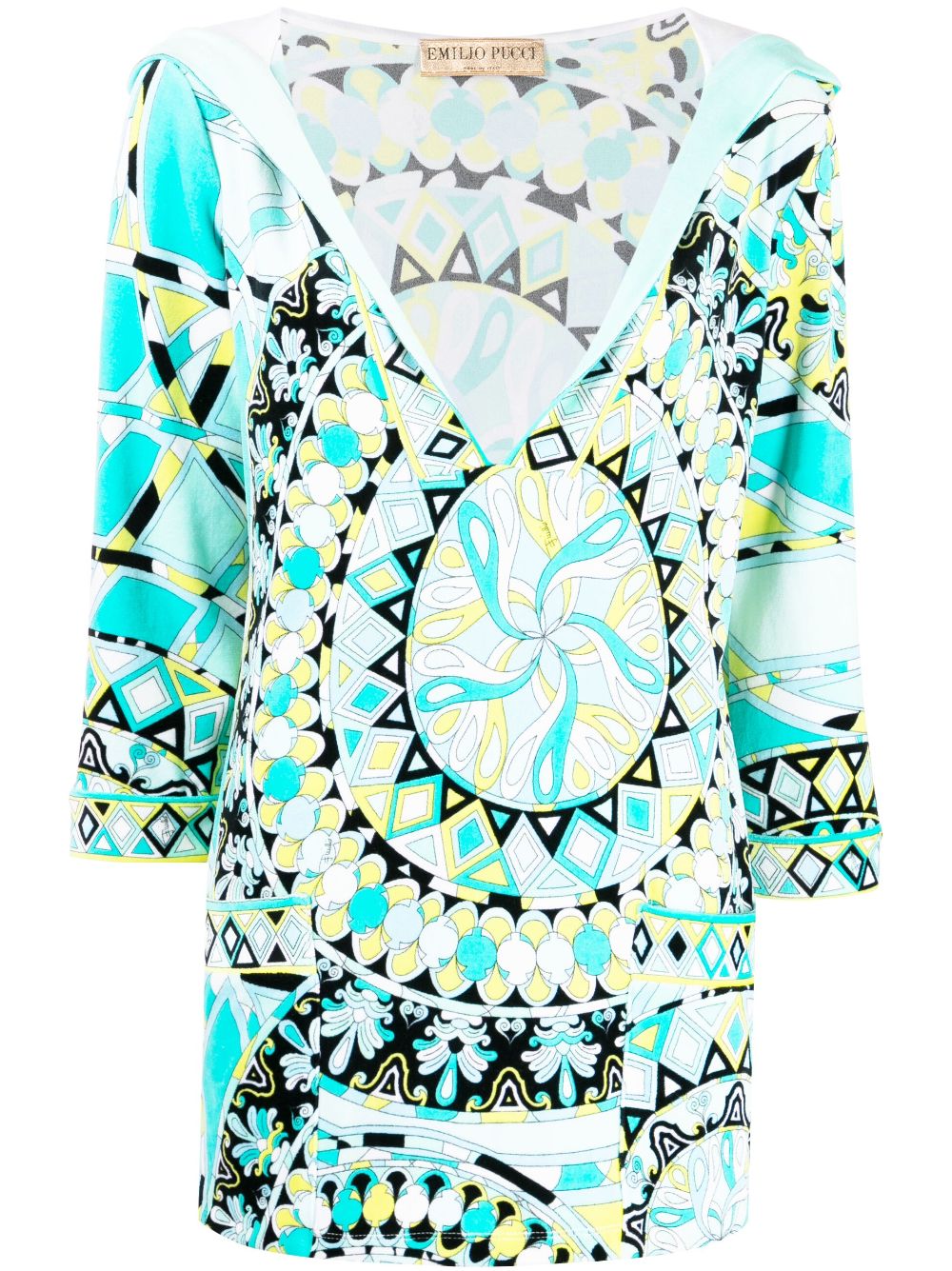 abstract print three-quarter sleeves top