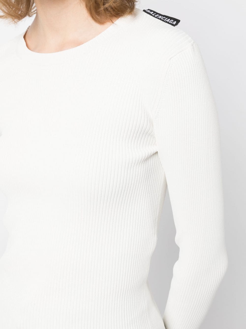 Pre-owned Balenciaga Ribbed Knit Long-sleeved Top In White