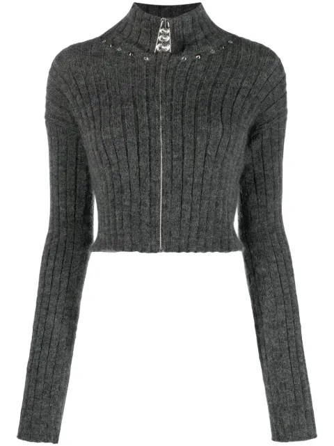 Alessandra Rich embellished ribbed-knit cardigan