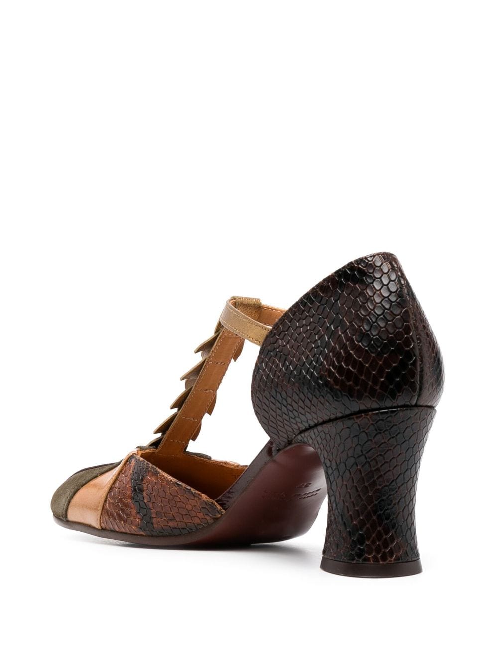 Shop Chie Mihara Colour-block Square-toe Leather Pumps In Brown