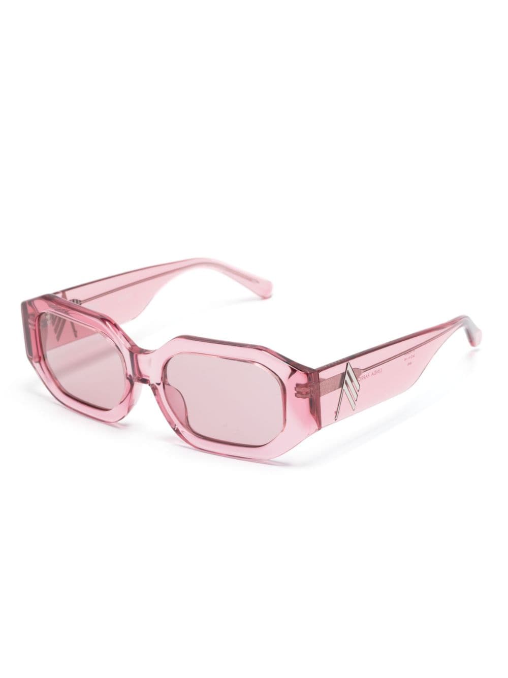 The Attico x Linda Farrow Blake zonnebril met rechthoekig montuur - Roze