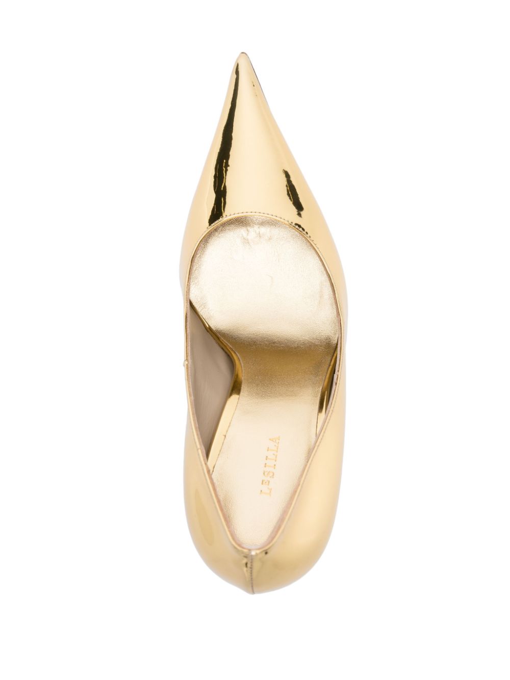 Shop Le Silla Bella 120mm Metallic Leather Pumps In Gold