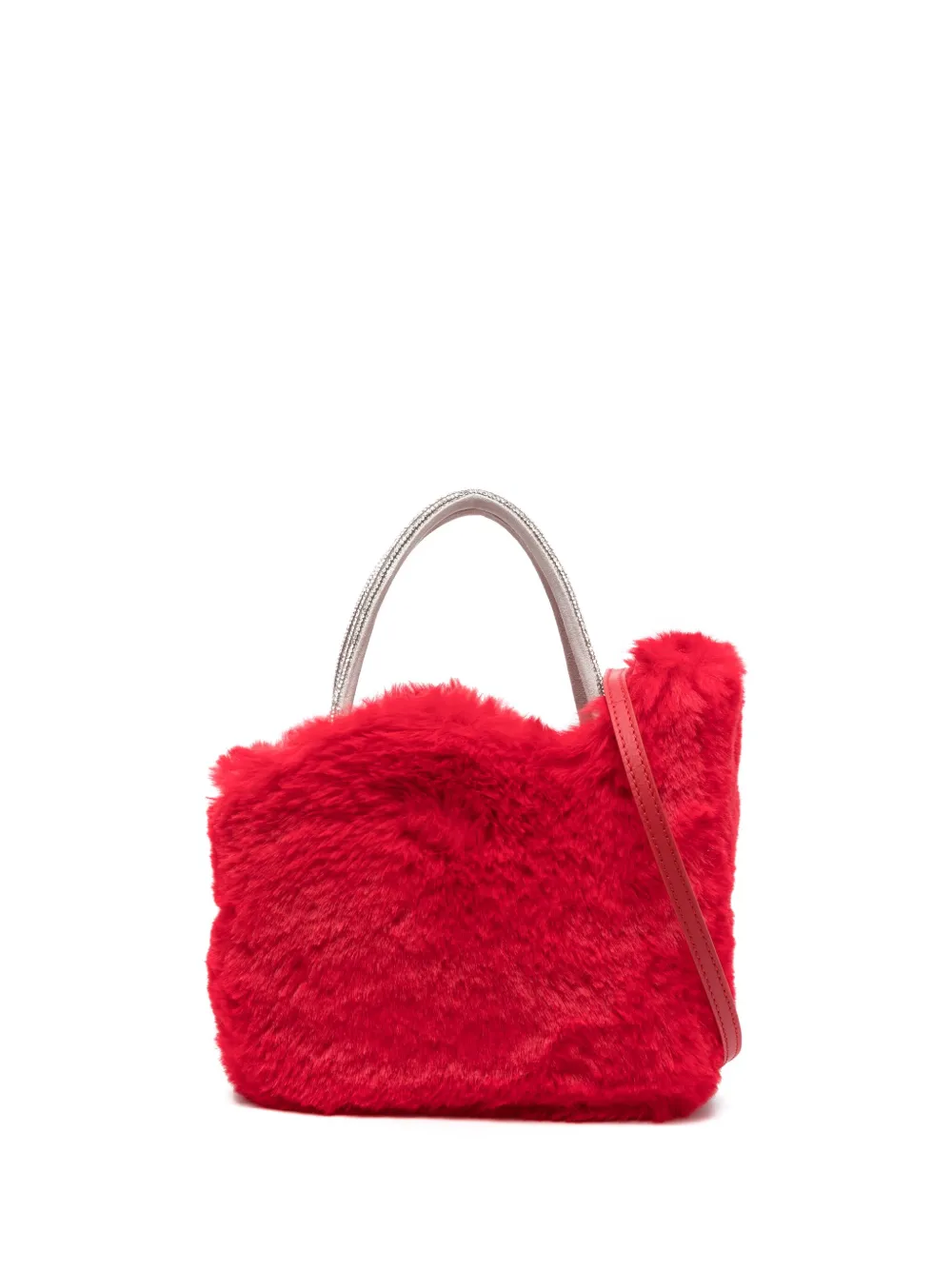 Le Silla Micro Ivy Faux-fur Tote Bag In Red