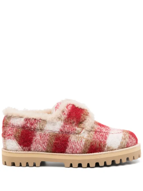 Le Silla Yacht check-pattern felted loafers