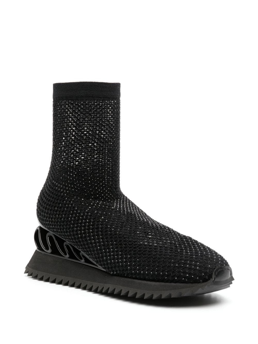 Shop Le Silla Gilda Crystal-embellished High-top Sneakers In Black