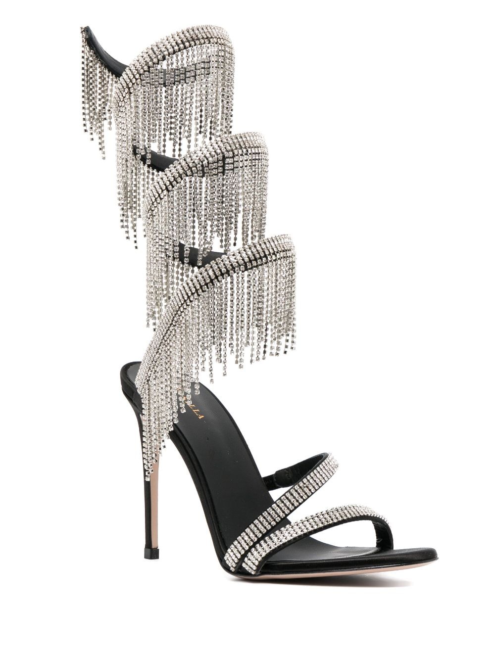 Shop Le Silla Jewels 105mm Fringe-detail Sandals In Black