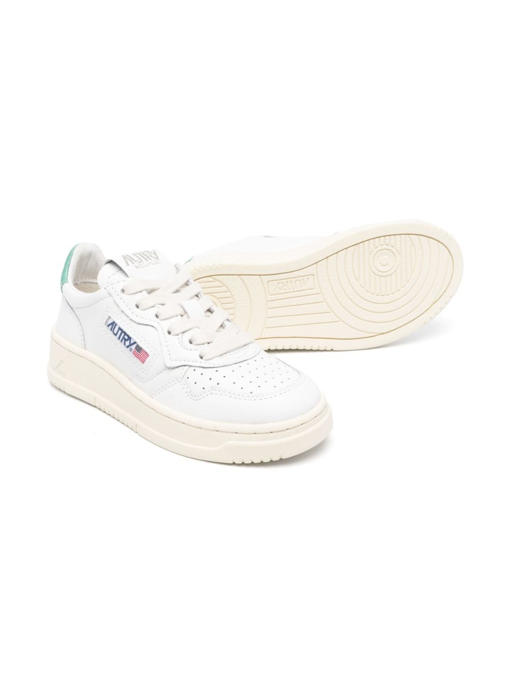 Shop Autry Logo-patch Leather Low-top Sneakers In White