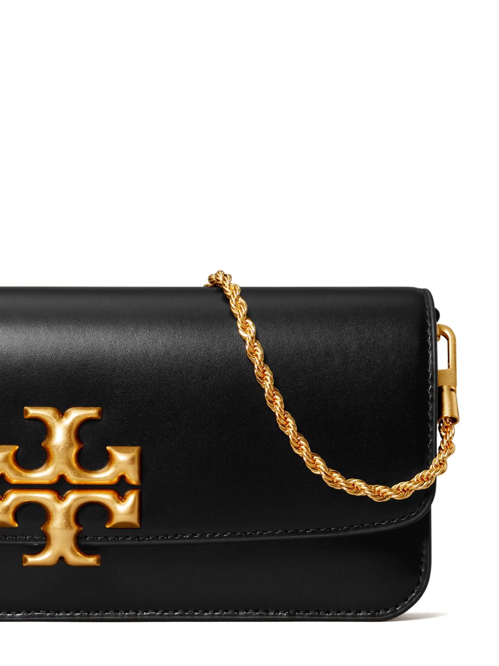 Shop Tory Burch Eleanor Logo-plaque Leather Clutch Bag In Black