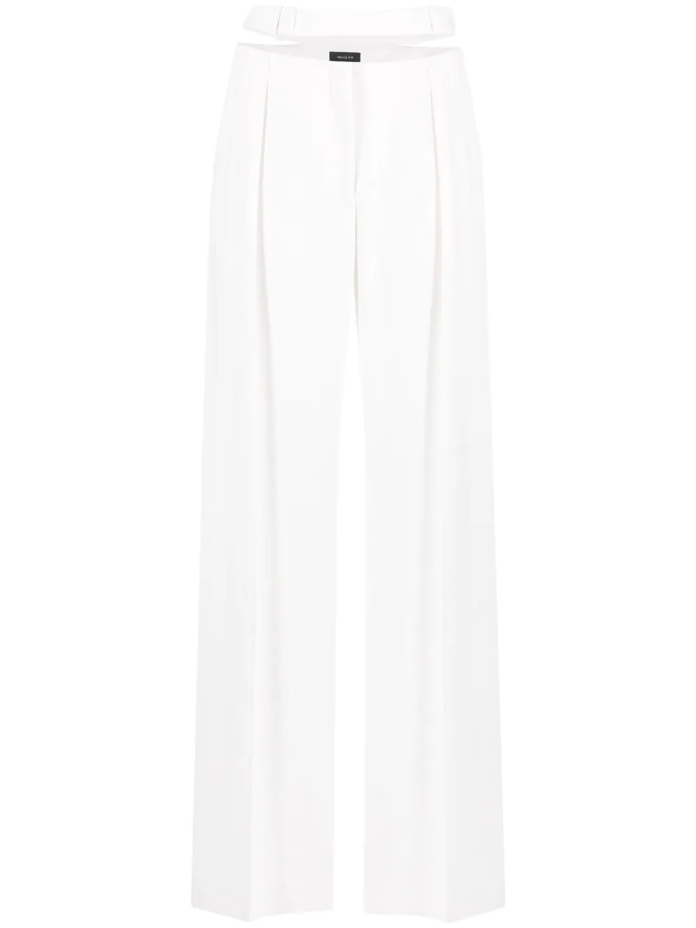 Mugler Cut-out Wide-leg Trousers In White