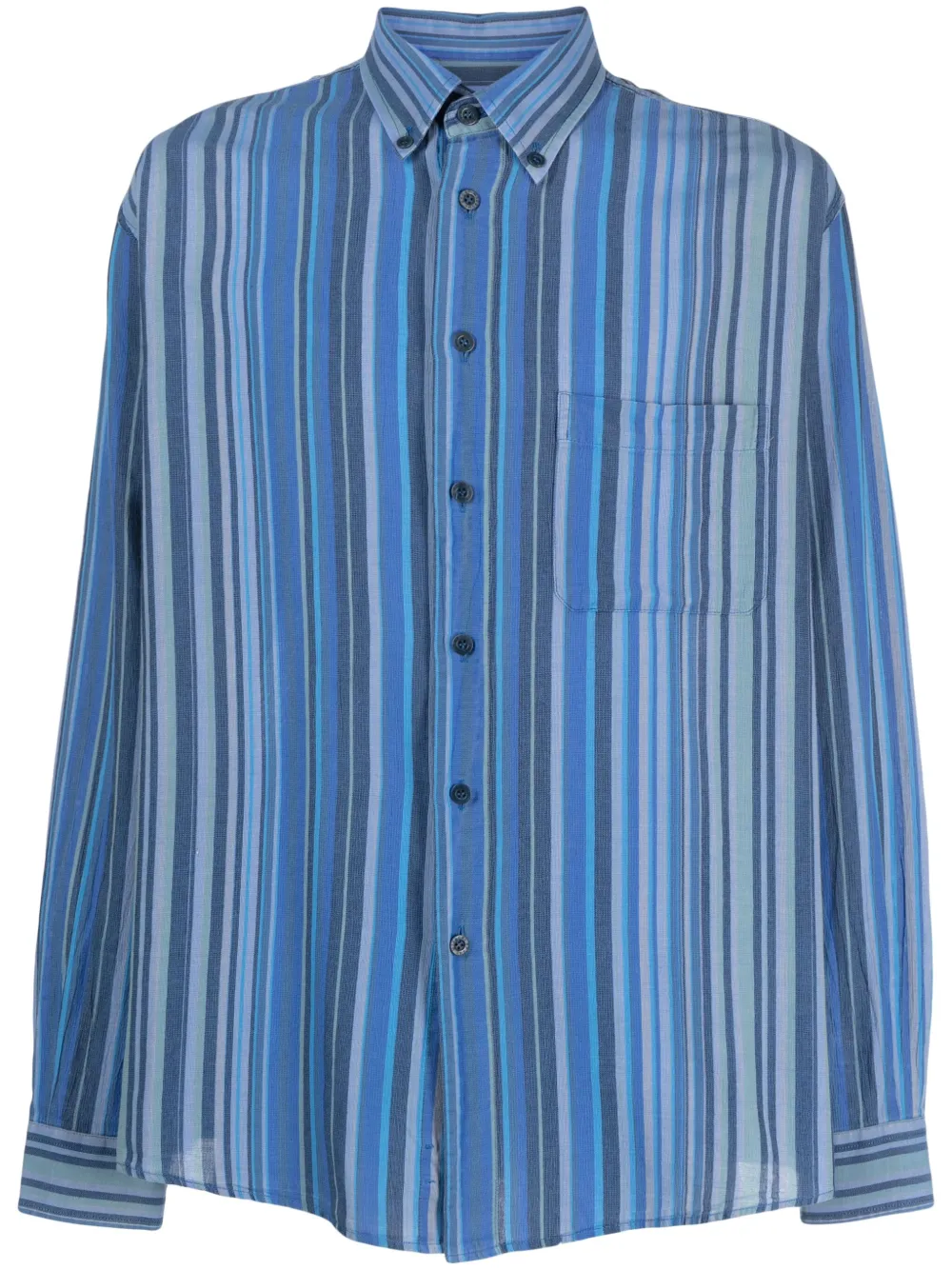 Pre-owned Missoni 1990s Striped Cotton Shirt In Blue