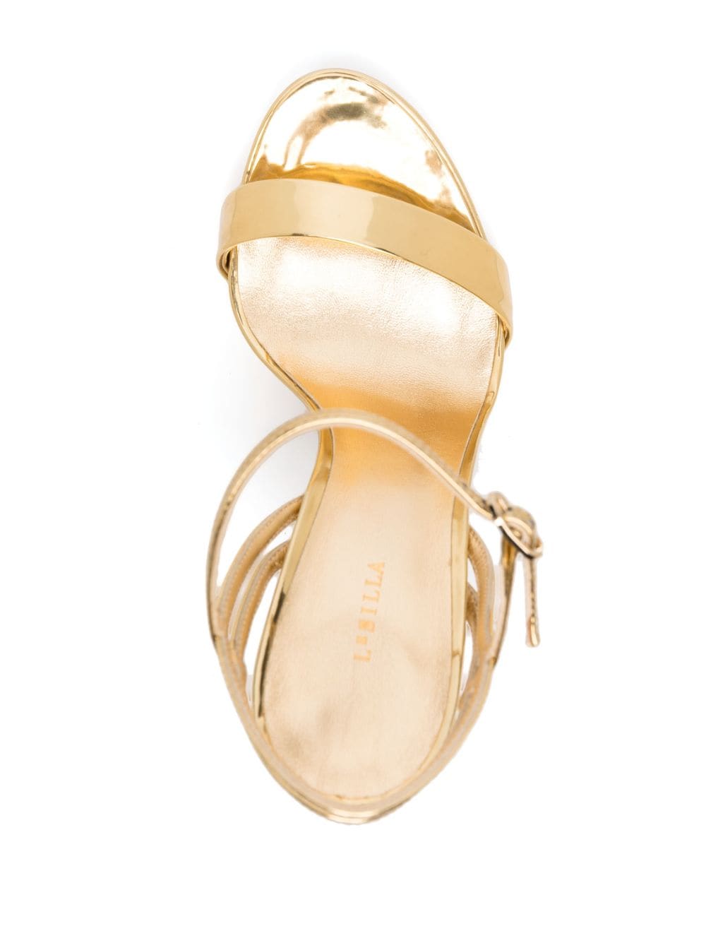 Shop Le Silla Guen 120mm Patent-leather Sandals In Gold