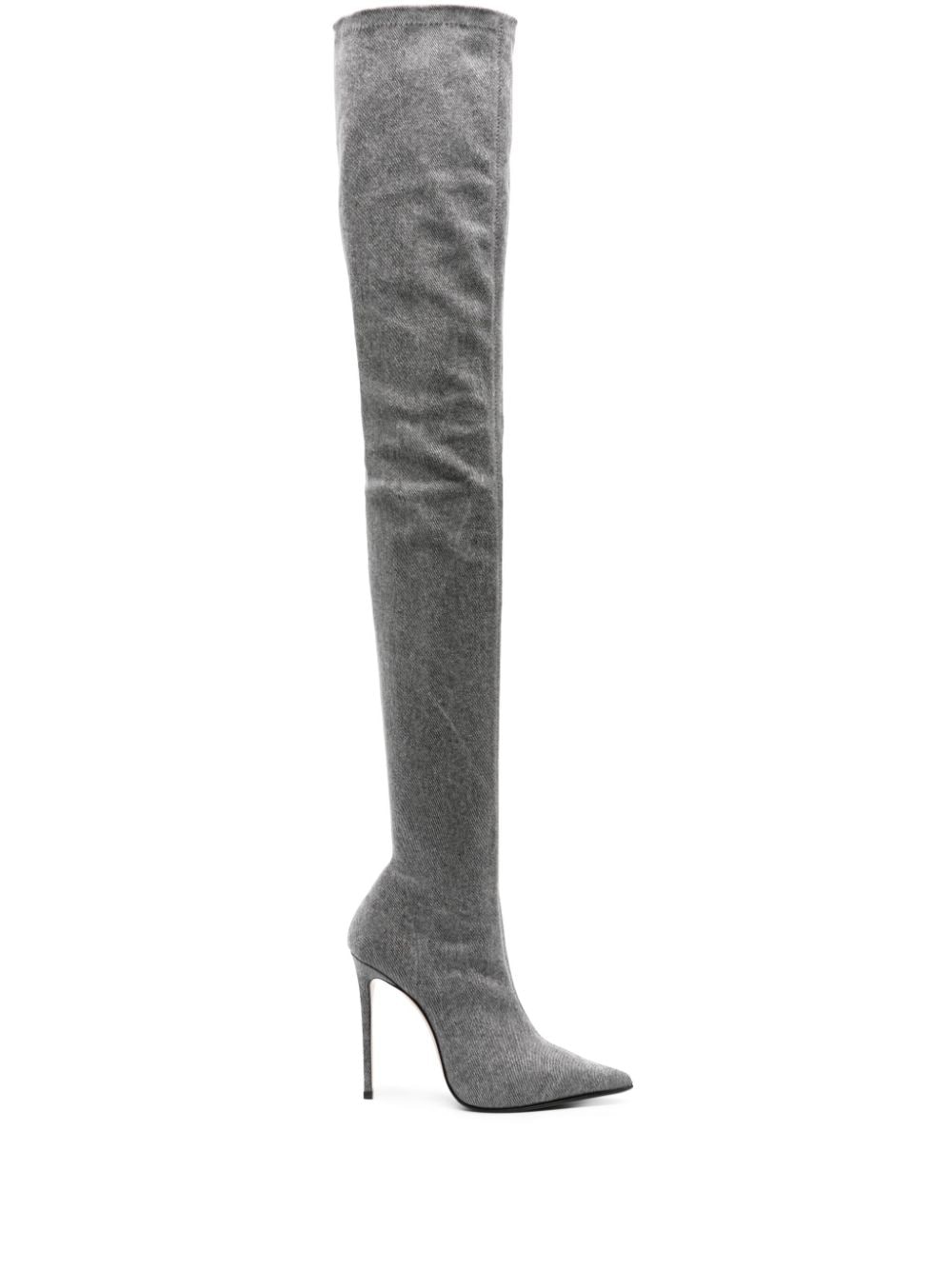 Le Silla Jagger 125mm Denim Knee Boots In Black
