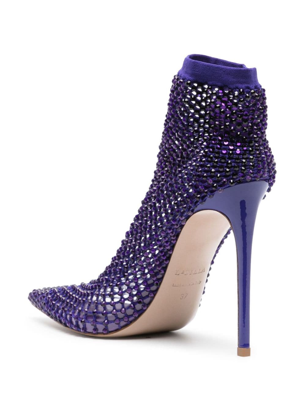 Shop Le Silla Gilda 115mm Mesh Ankle Boots In Purple