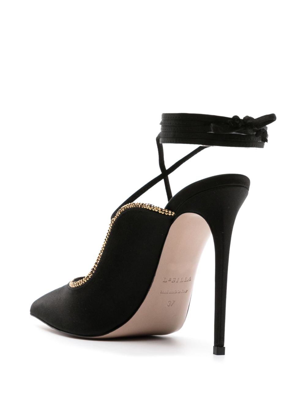 Shop Le Silla Ivy 120mm Lace-up Pumps In Black