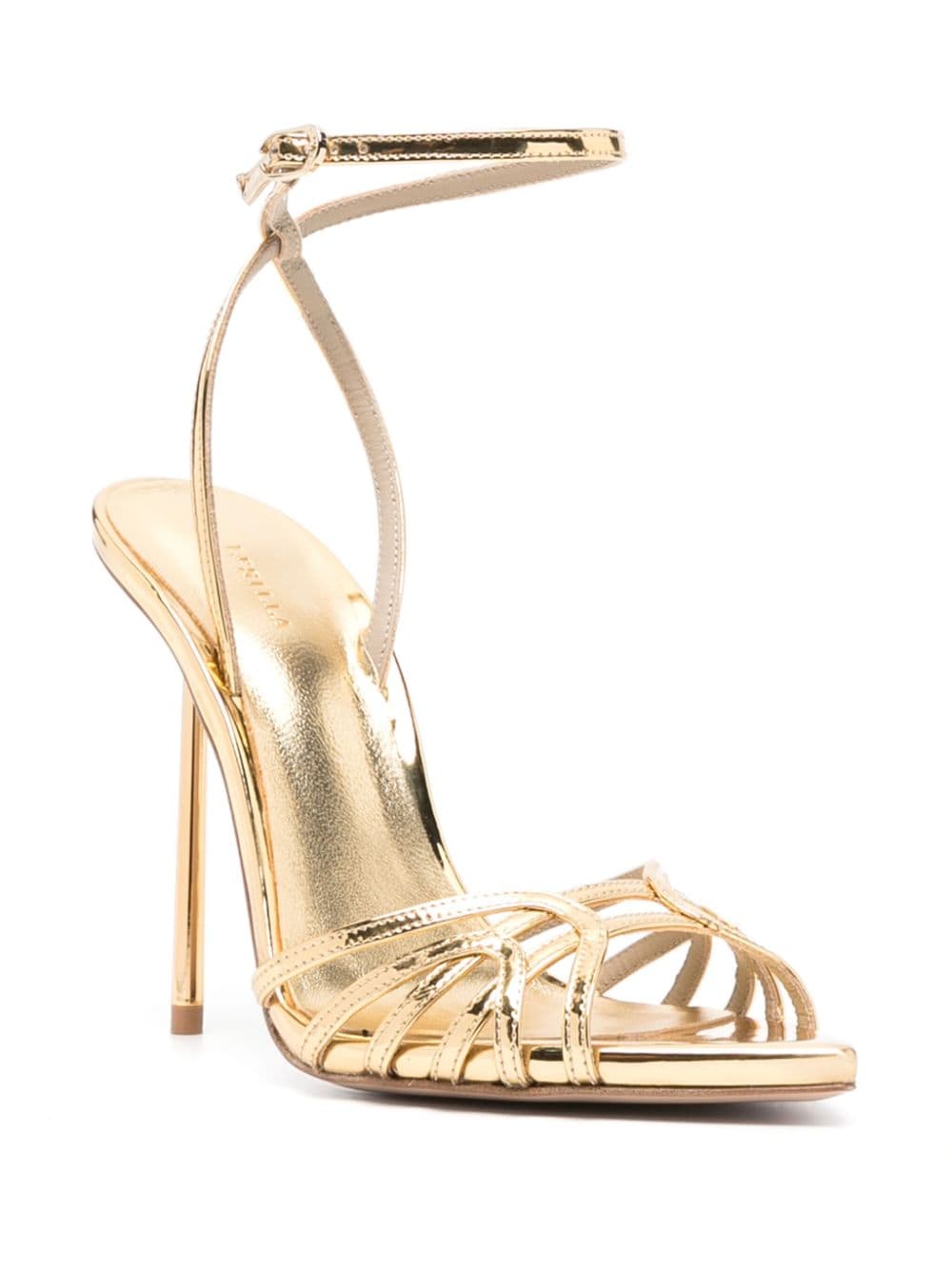 Shop Le Silla Bella 115mm Metallic-finish Sandals In Gold