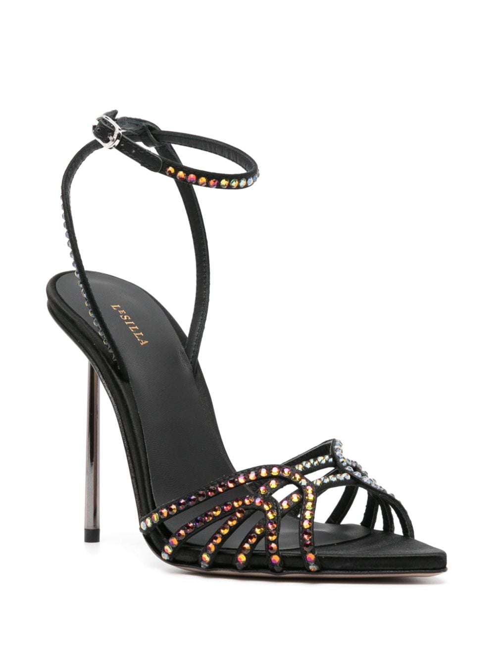 Shop Le Silla Bella 120mm Rhinestone-embellished Sandals In Black
