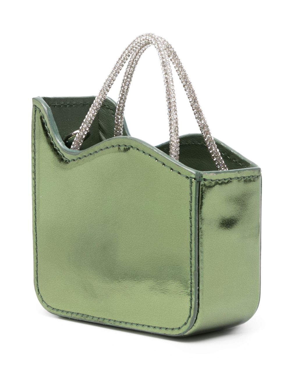 Shop Le Silla Ivy Crystal-handles Faux-leather Mini Bag In Green