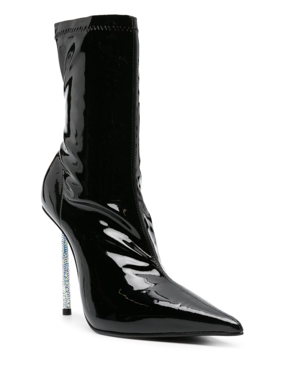 Shop Le Silla Bella 120mm Patent Ankle Boots In Black