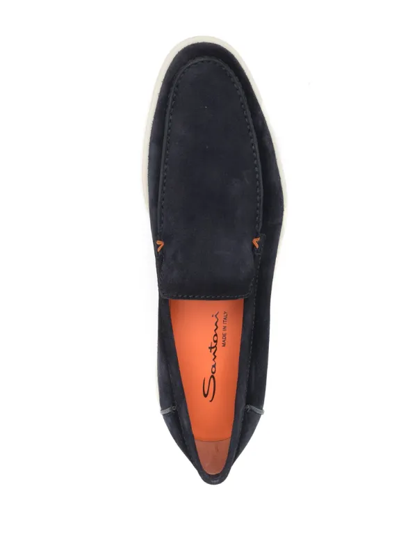 Santoni almond-toe Suede Loafers | Blue | FARFETCH display picture 1