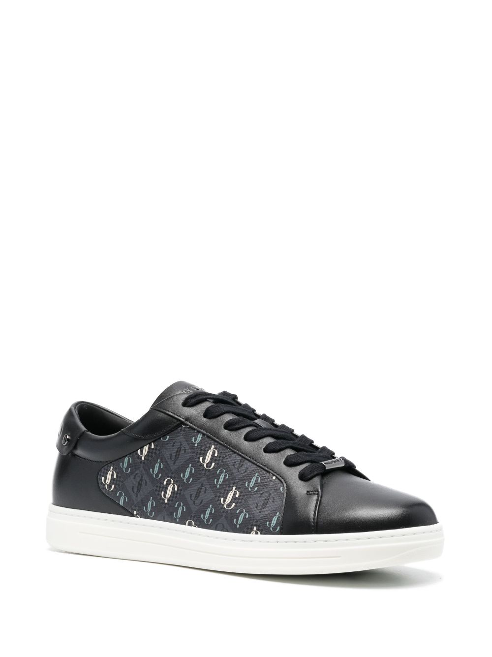 Jimmy Choo Rome monogram-pattern leather sneakers - Zwart