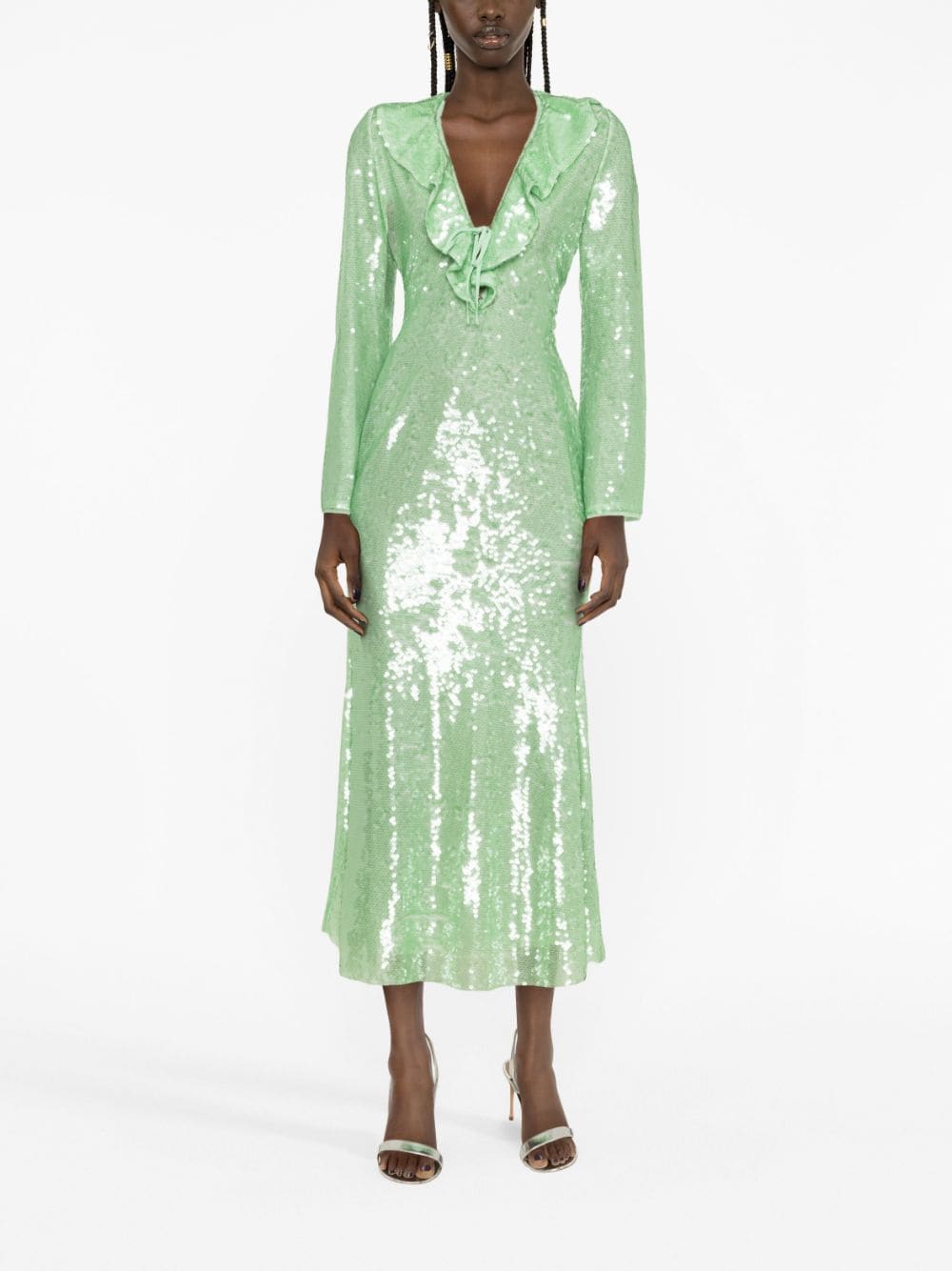 Self-Portrait sequin-embellished V-neck Midi Dress - Farfetch