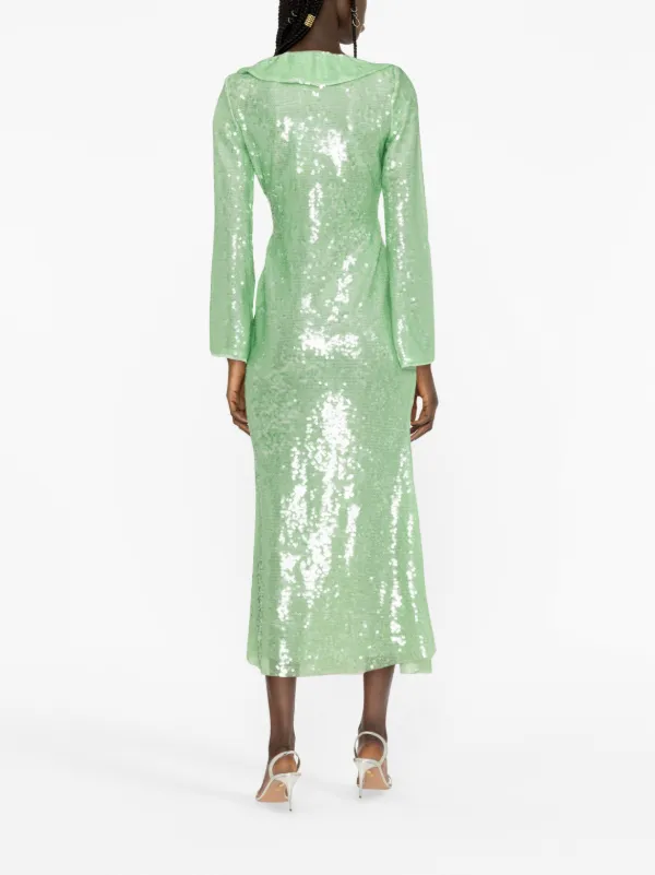 【送料&関税込】self-portrait Green Mini Dress With V Neck A Self Portrait Green Satin Flower Mini Dress | Shopbop