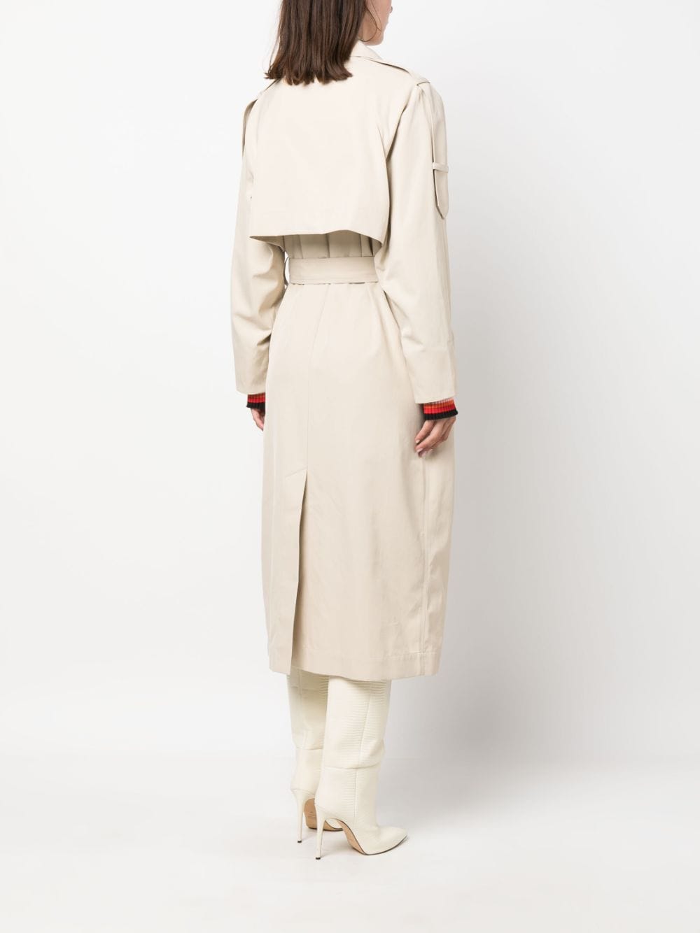 Shop Sonia Rykiel Stripe-detail Belted Trench Coat In Neutrals