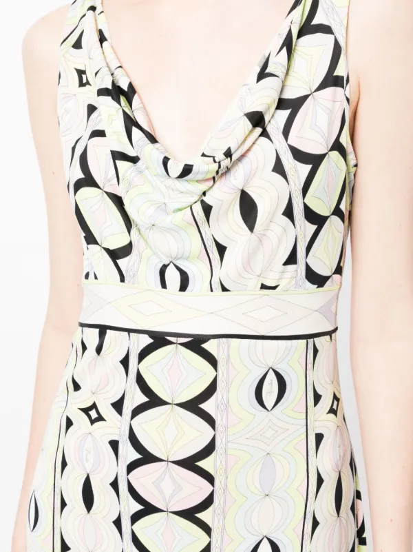 PUCCI Pre-Owned geometric-pattern Belted mini-dress | White