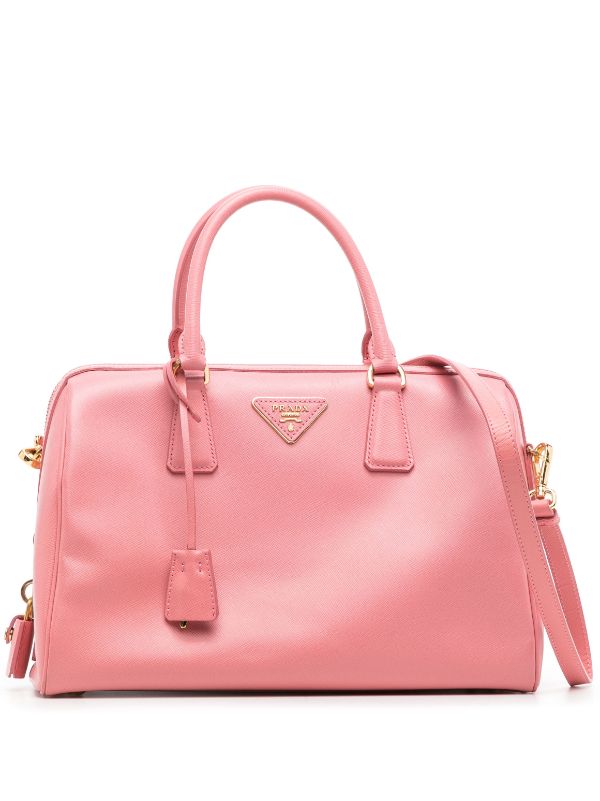 Prada Pre-owned Triangle Enamel Logo Two-Way Handbag - Pink